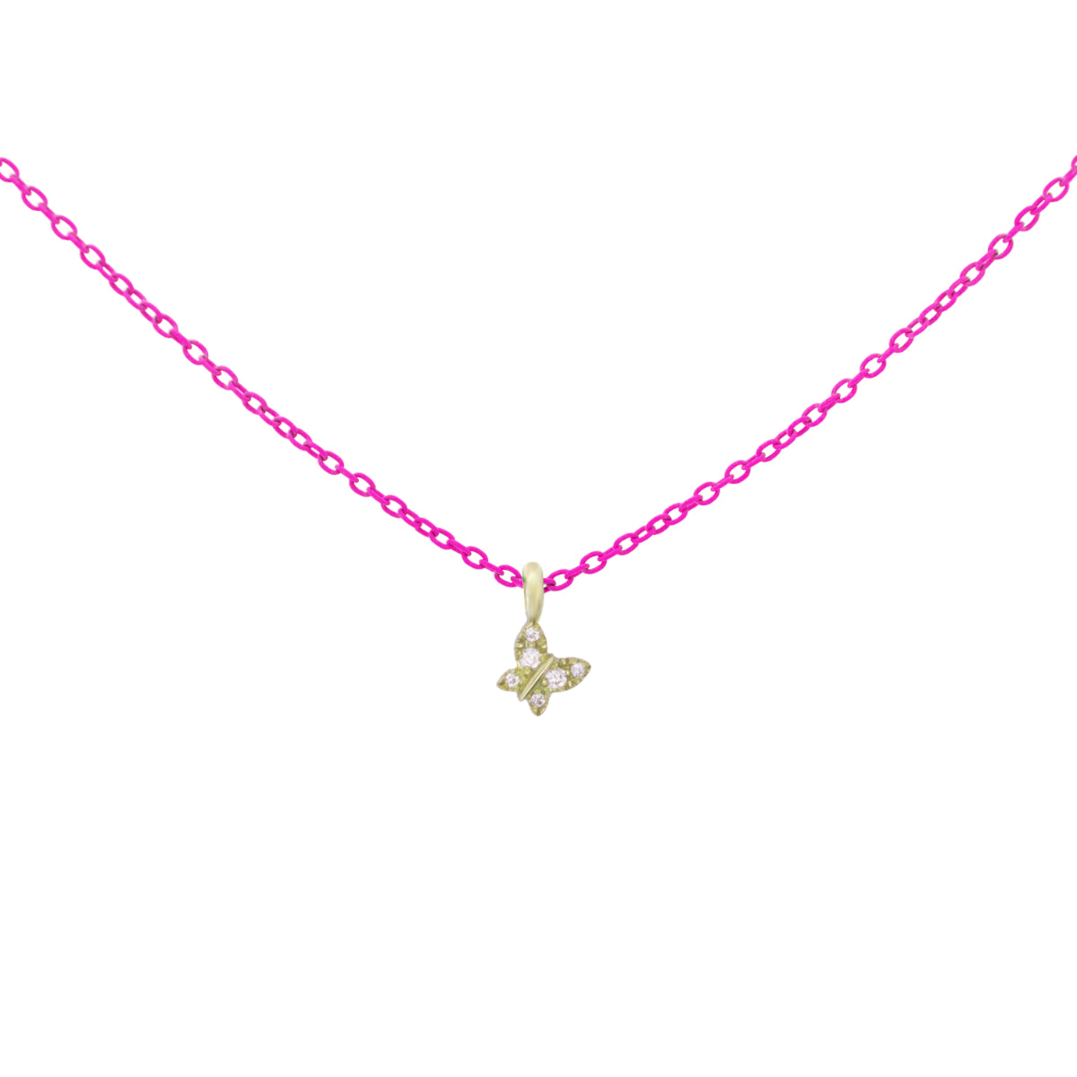 Chokers - Choker with Butterfly painted chain and Lab Grown Diamond - ORO 18KT - 2 | Rue des Mille