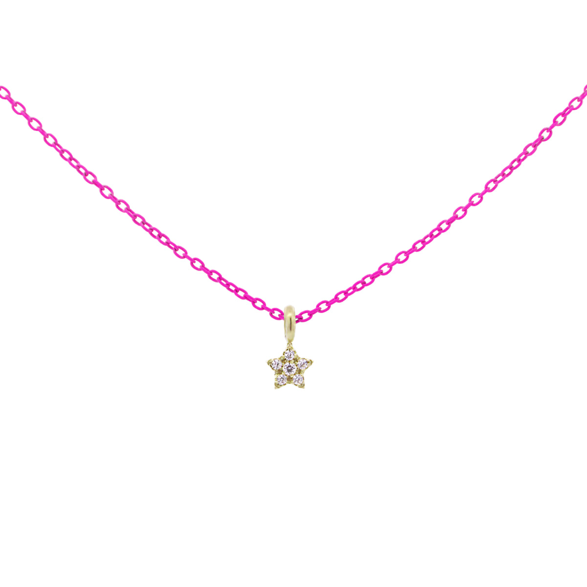 Girocolli - Girocollo stella catena con vernice e Diamanti Lab Grown - ORO18KT - 2 | Rue des Mille