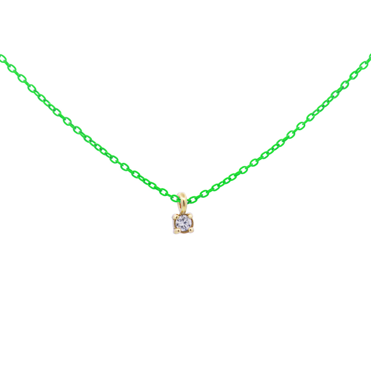 Gargantillas - Garantilla con un solo diamante con bisel cadena pintada Lab Grown Diamond - ORO18KT - 3 | Rue des Mille