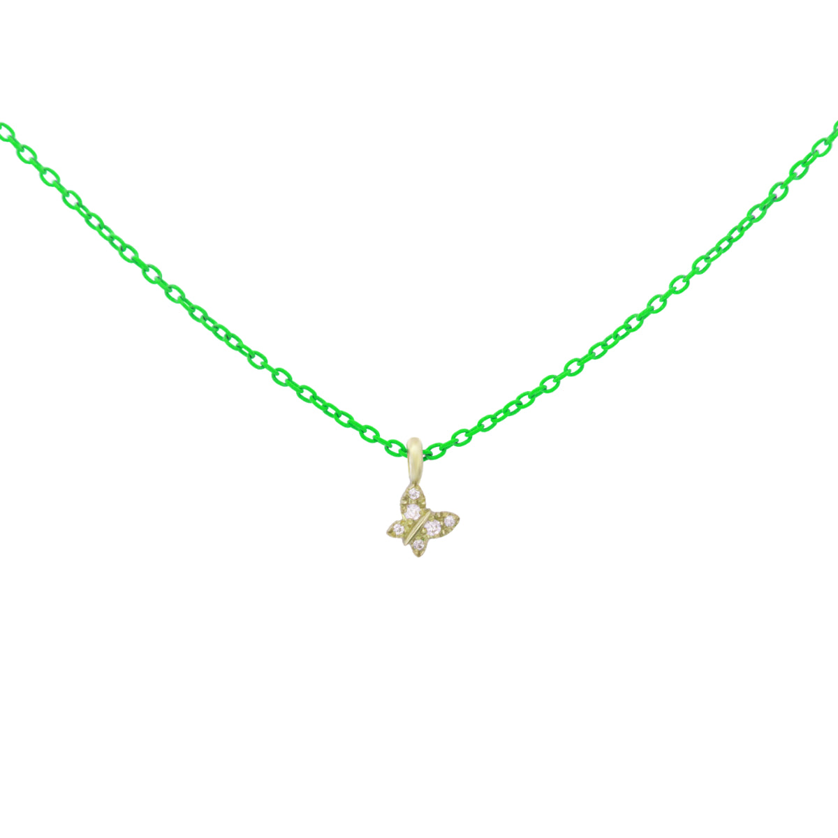 Girocolli - Girocollo farfalla catena con vernice e Diamanti Lab Grown - ORO18KT - 3 | Rue des Mille