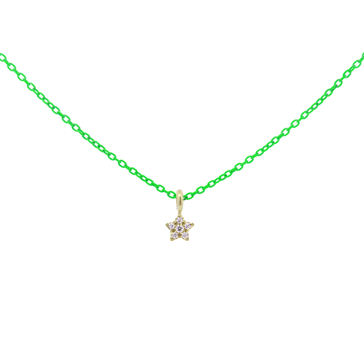 Girocolli - Girocollo stella catena con vernice e Diamanti Lab Grown - ORO18KT - 3 | Rue des Mille