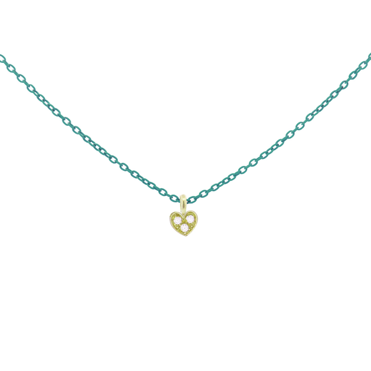 Girocolli - Girocollo cuore catena con vernice e Diamanti Lab Grown - ORO18KT - 1 | Rue des Mille