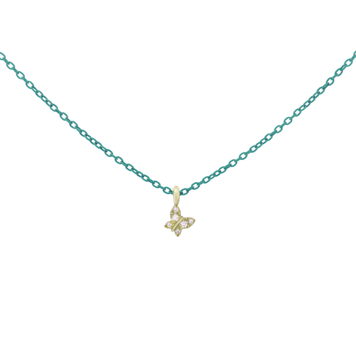 Girocolli - Girocollo farfalla catena con vernice e Diamanti Lab Grown - ORO18KT - 4 | Rue des Mille