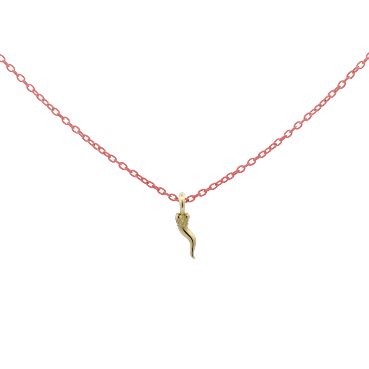 Choker with lucky horn and painted chain - ORO 18KT