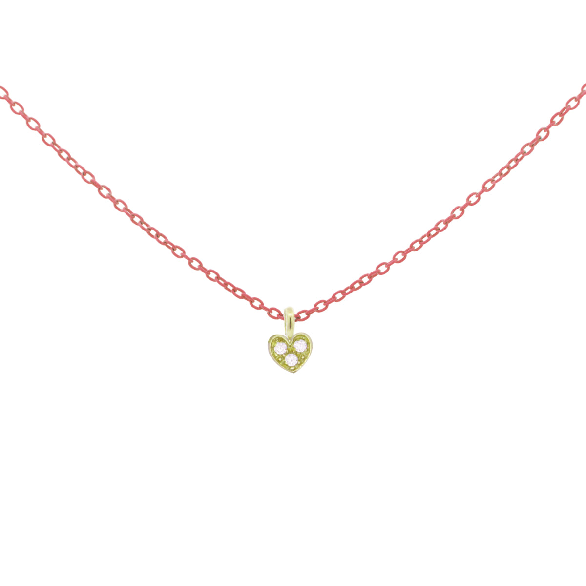 Girocolli - Girocollo cuore catena con vernice e Diamanti Lab Grown - ORO18KT - 4 | Rue des Mille