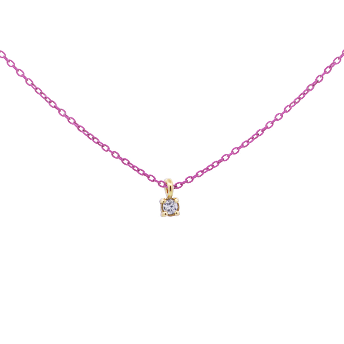 Girocolli - Girocollo castone catena con vernice e Diamanti Lab Grown - ORO18KT - 7 | Rue des Mille