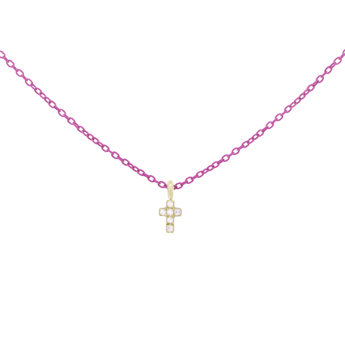 Choker with Cross painted chain and Lab Grown Diamond - ORO 18KT