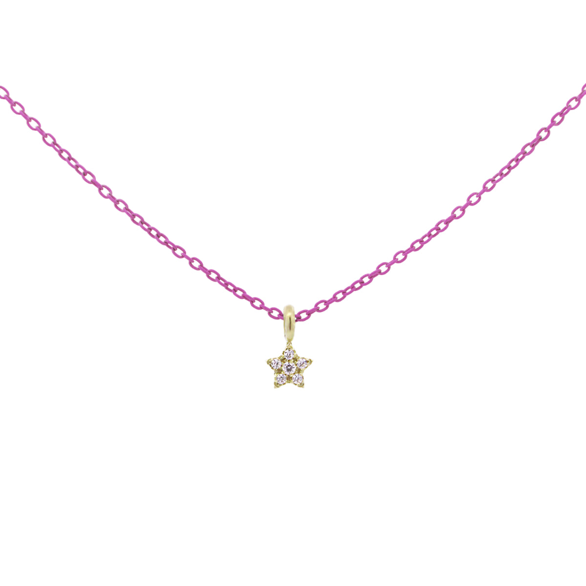 Girocolli - Girocollo stella catena con vernice e Diamanti Lab Grown - ORO18KT - 6 | Rue des Mille