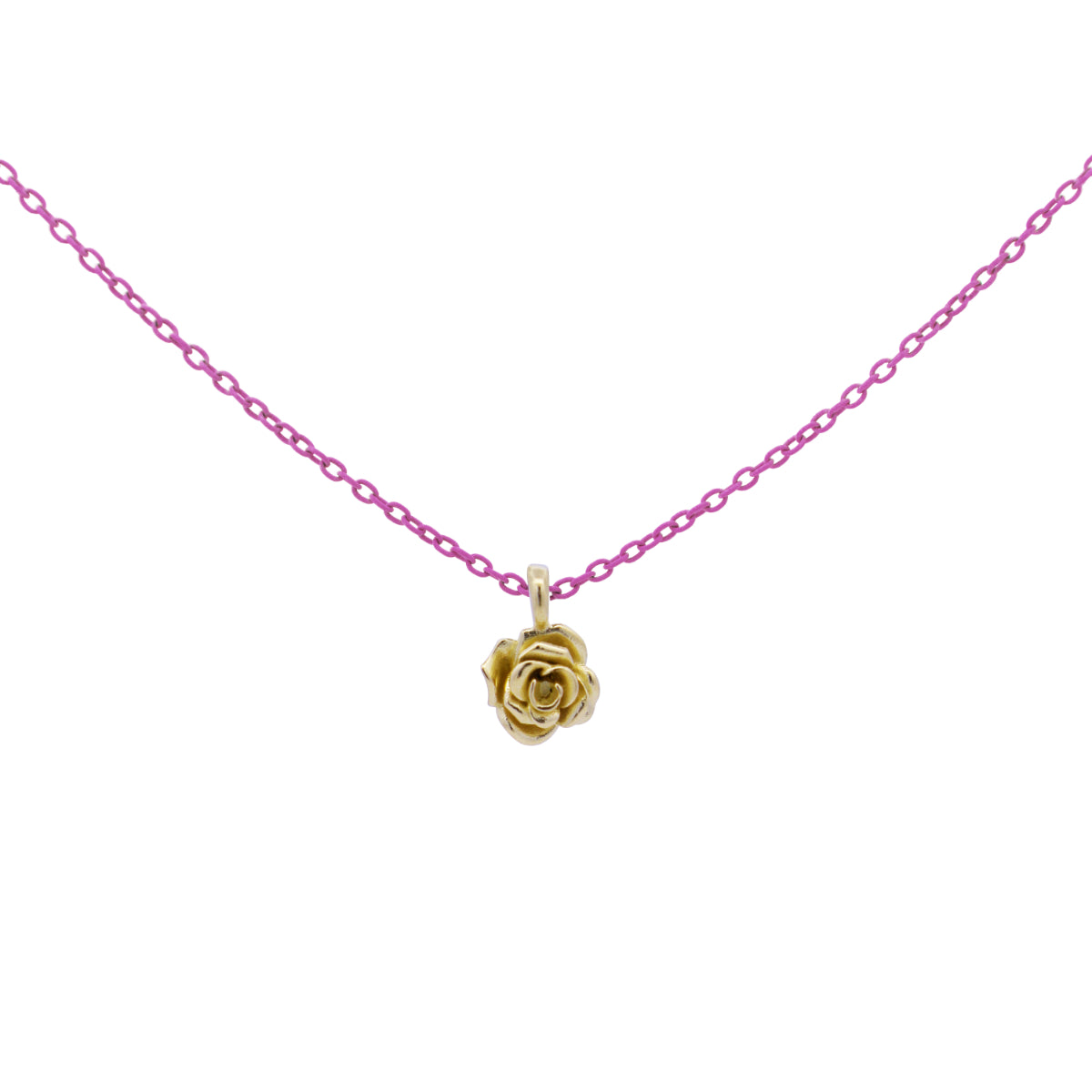 Gargantilla con rosa y cadena pintada - ORO18KT