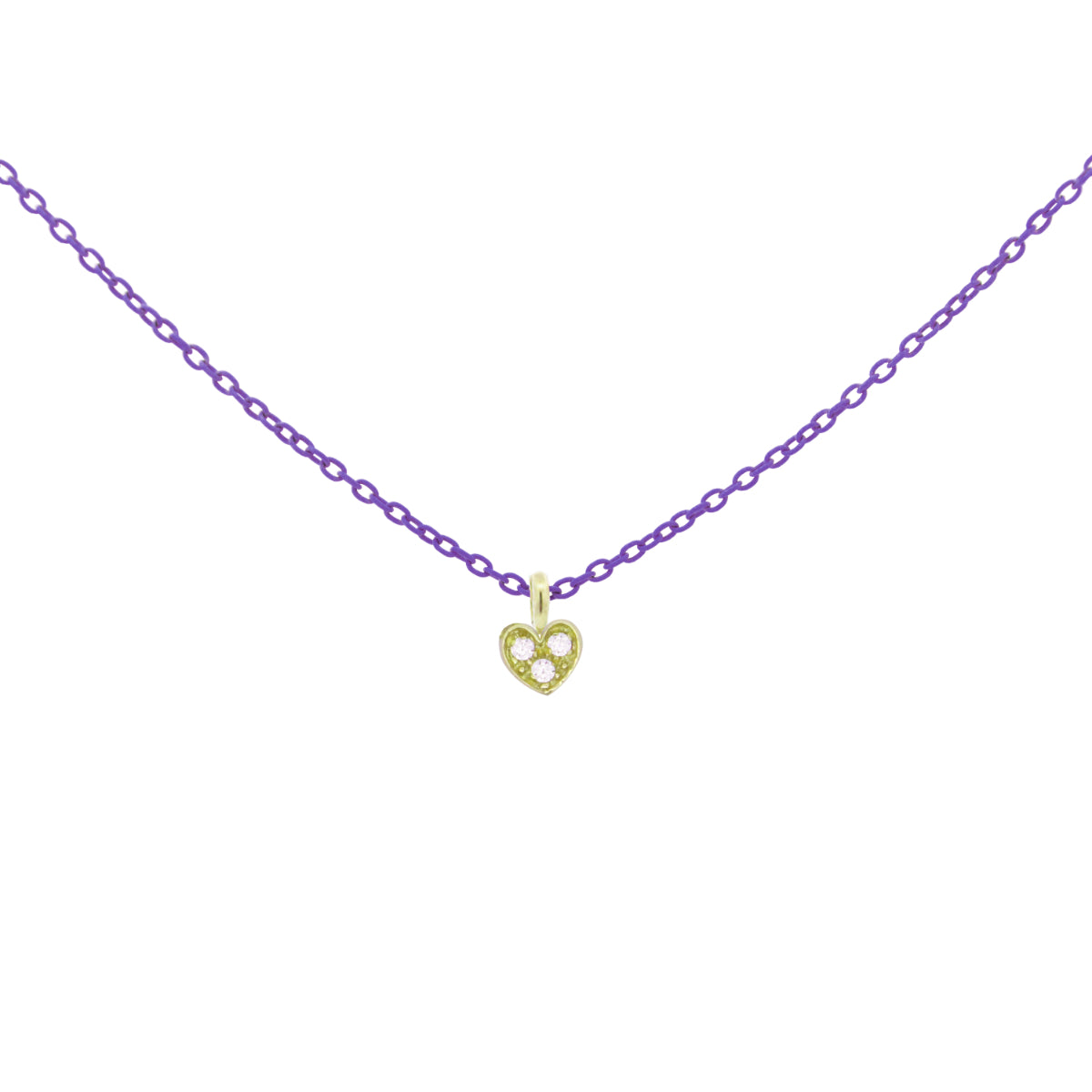 Girocolli - Girocollo cuore catena con vernice e Diamanti Lab Grown - ORO18KT - 7 | Rue des Mille