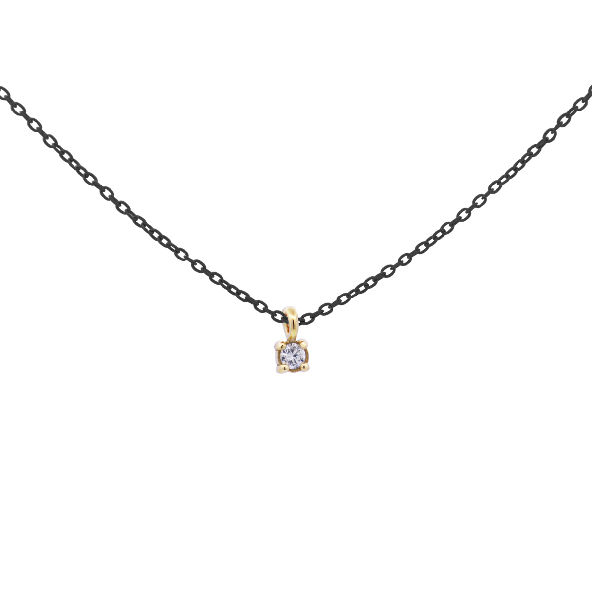 Choker with single diamond with bezel painted chain and Lab Grown Diamond - ORO 18KT