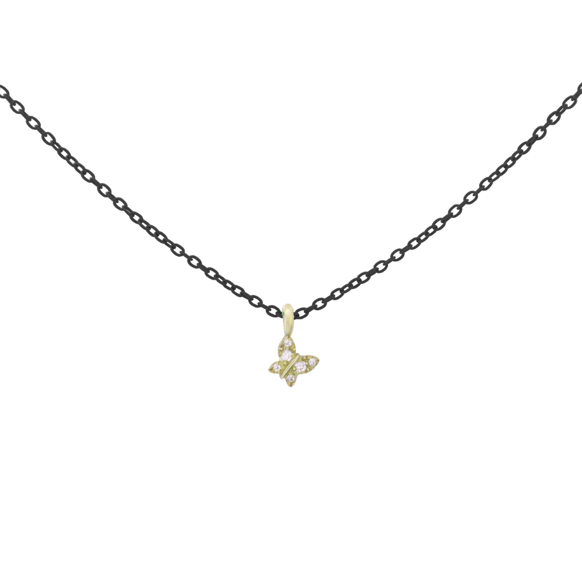 Girocolli - Girocollo farfalla catena con vernice e Diamanti Lab Grown - ORO18KT - 8 | Rue des Mille