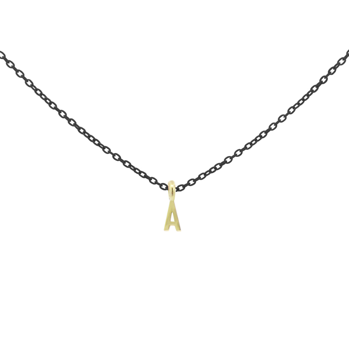 Girocolli - Girocollo lettera nero - ORO18KT - 1 | Rue des Mille