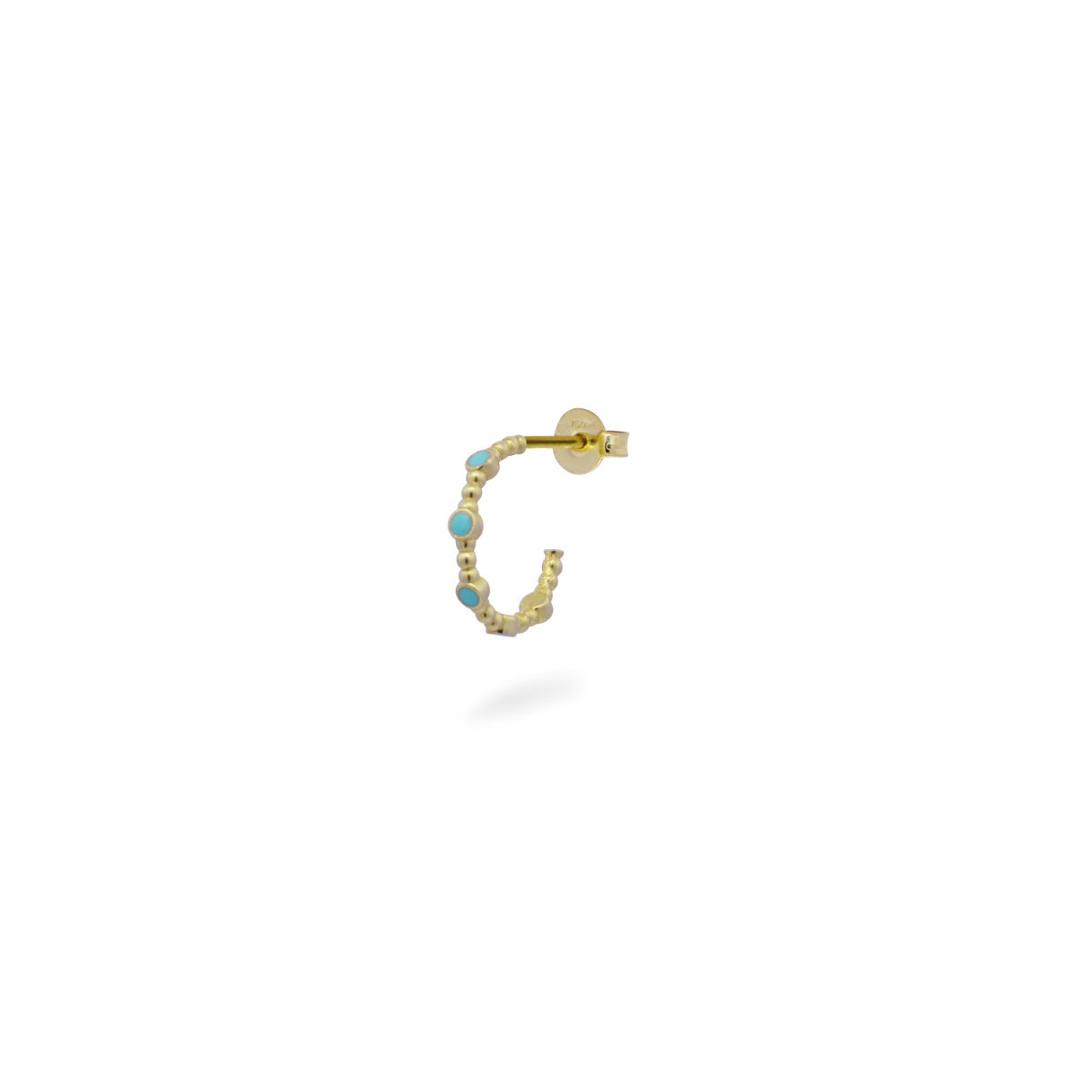 Orecchini - Mono-orecchino mini hoop zigrinato e puntino smalto - ORO18KT - 3 | Rue des Mille