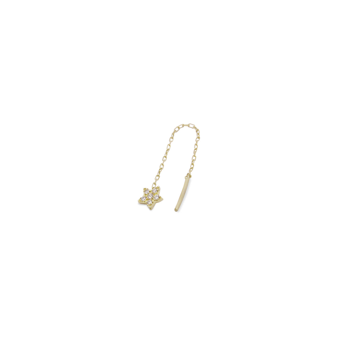 Orecchini - Mono-orecchino Stella catenella e Diamanti Lab Grown - ORO18KT - 1 | Rue des Mille