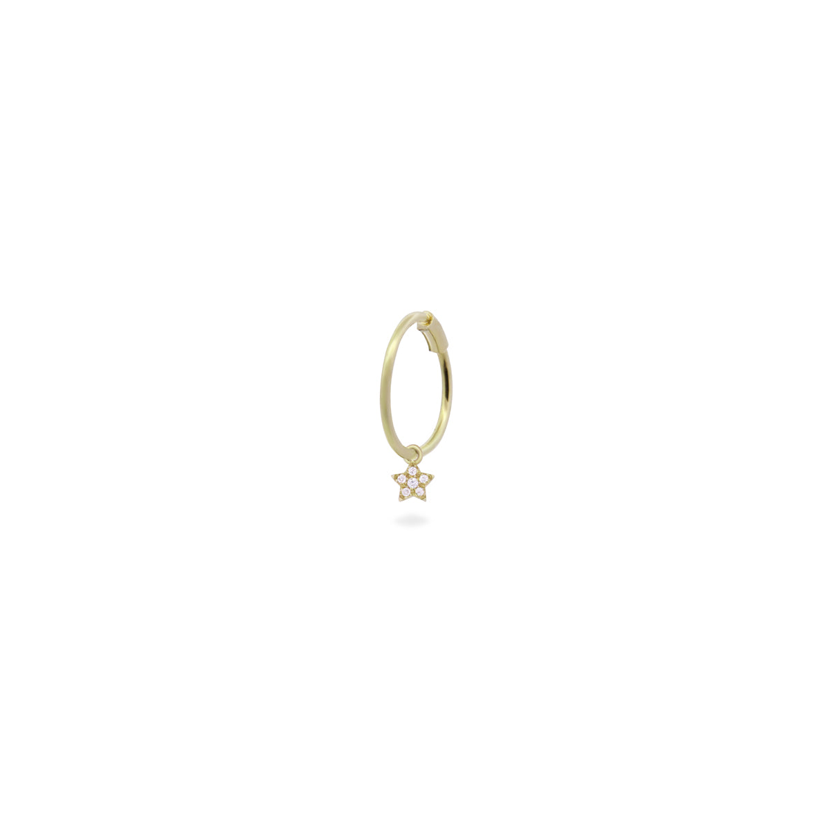 Orecchini - Mono-orecchino cerchio mini hoop Stella e Diamanti Lab Grown - ORO18KT - 1 | Rue des Mille