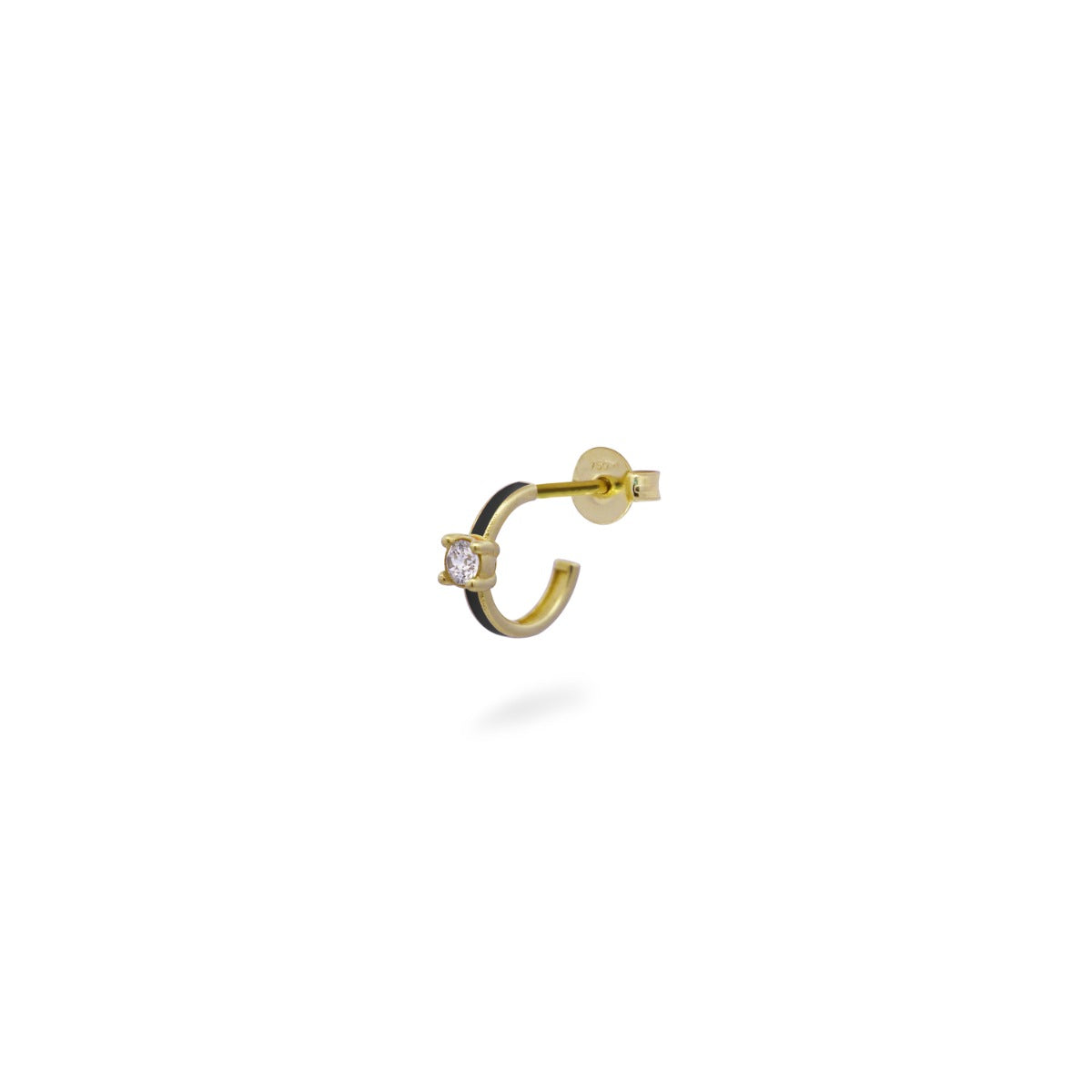 Earrings - Mini hoop mono-earring with lab-grown diamond and enamel - ORO18KT - 2 | Rue des Mille