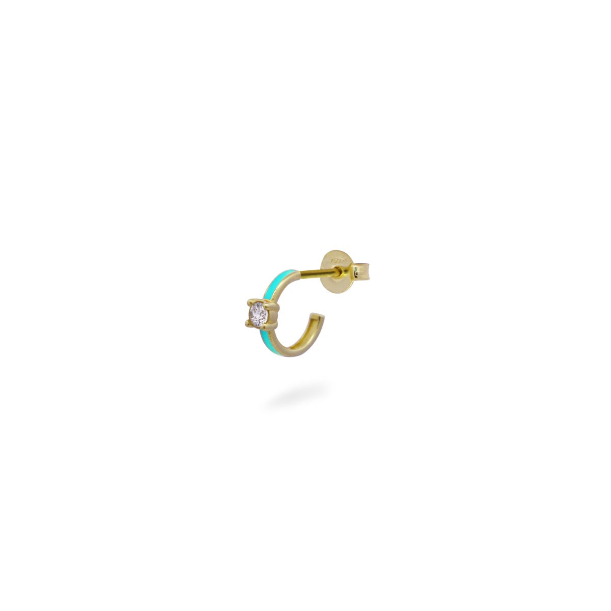 Orecchini - Mono-orecchino mini hoop con diamante lab-grown e smalto - ORO18KT - 3 | Rue des Mille