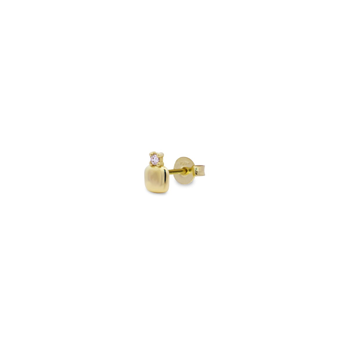 Earrings - Single earring with smooth square lobe and lab-grown diamond - ORO18KT - 1 | Rue des Mille