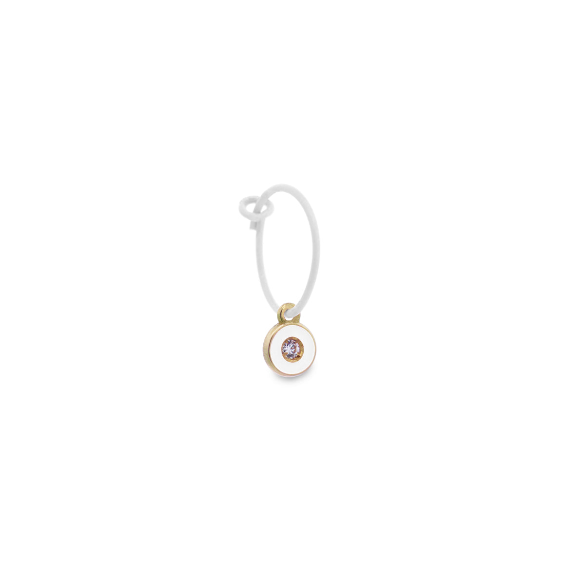 Orecchini - Mono-orecchino Diamond DOT hoop bianco e Diamante Lab Grown - ORO18KT - 1 | Rue des Mille