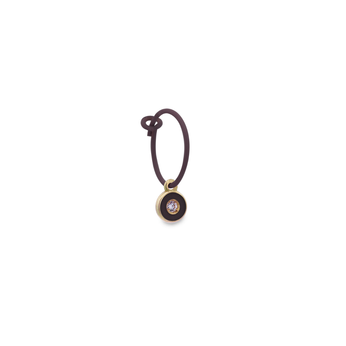 Orecchini - Mono-orecchino Diamond DOT hoop nero e Diamante Lab Grown - ORO18KT - 1 | Rue des Mille