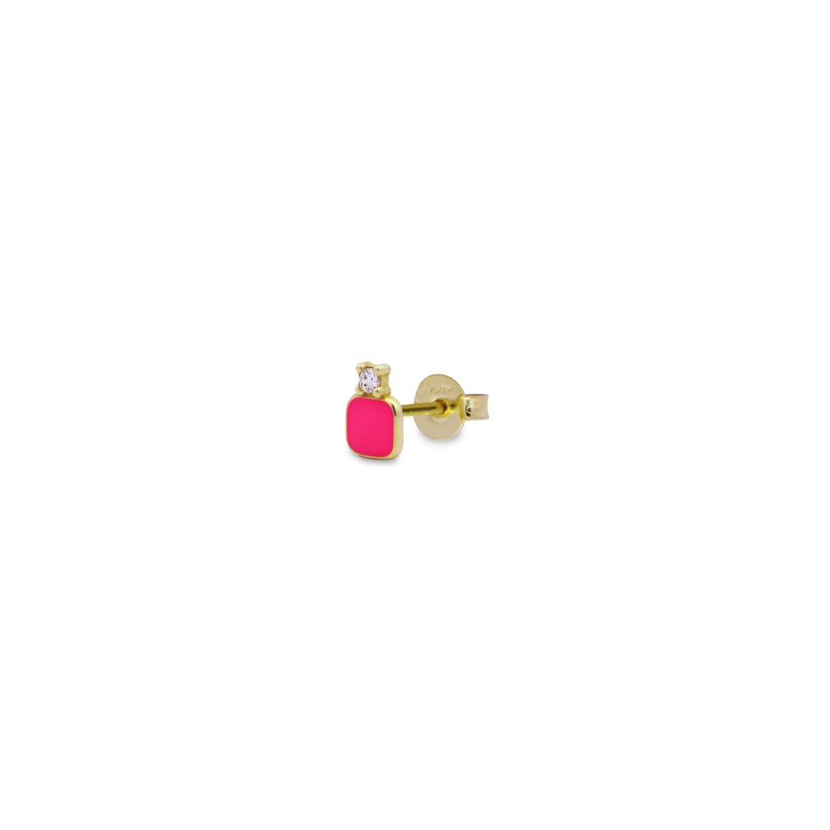 Single earring with square lobe and enamel - ORO18KT