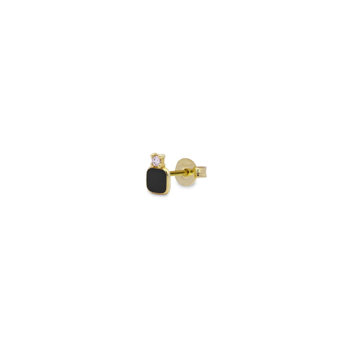 Earrings - Single earring with square lobe and enamel - ORO18KT - 2 | Rue des Mille