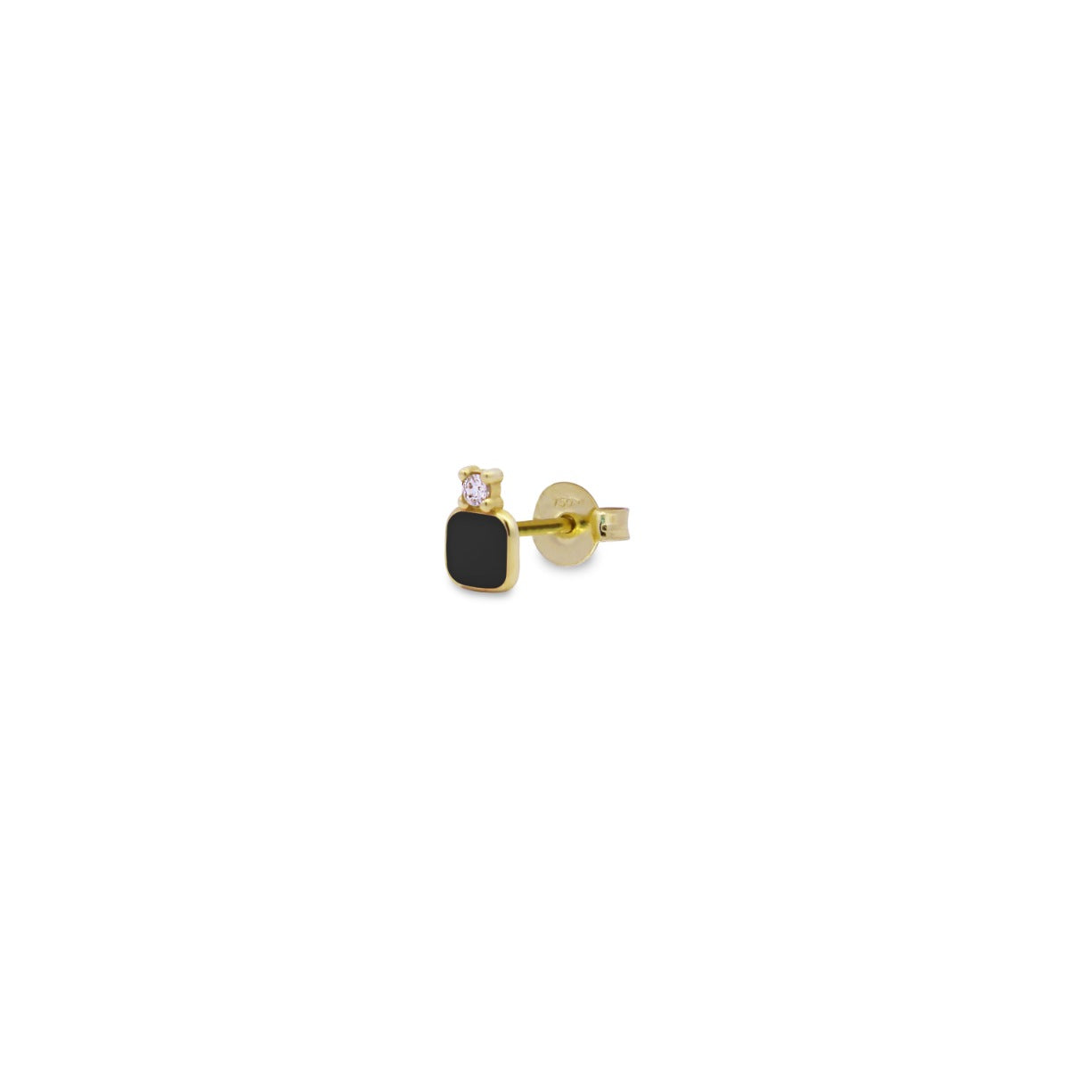 Pendientes - Pendiente único con lóbulo cuadrado y esmalte - ORO18KT - 2 | Rue des Mille