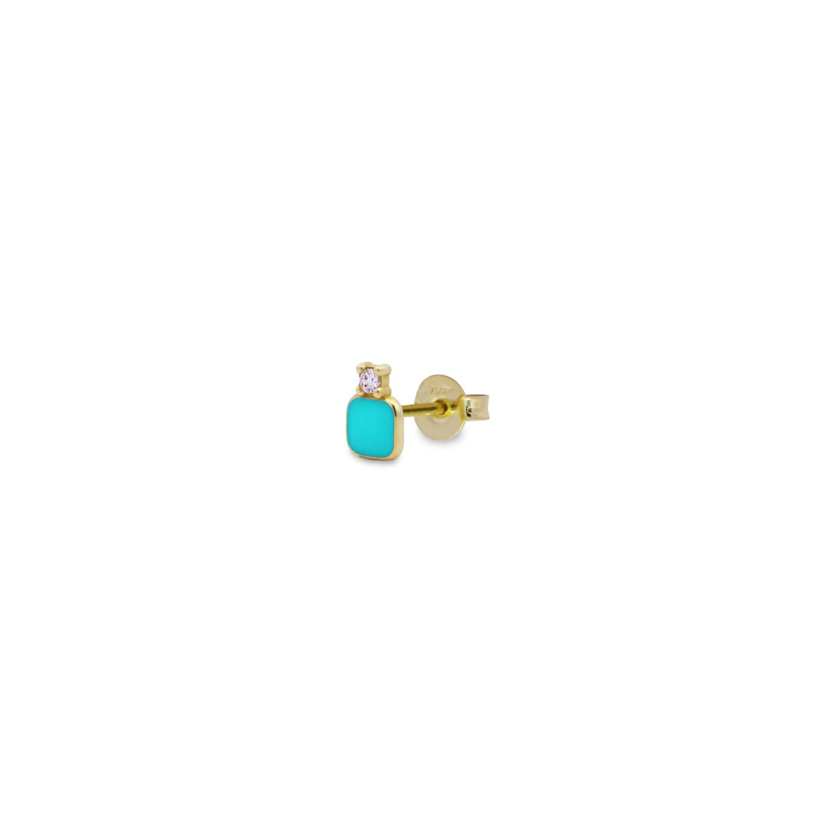Earrings - Single earring with square lobe and enamel - ORO18KT - 3 | Rue des Mille