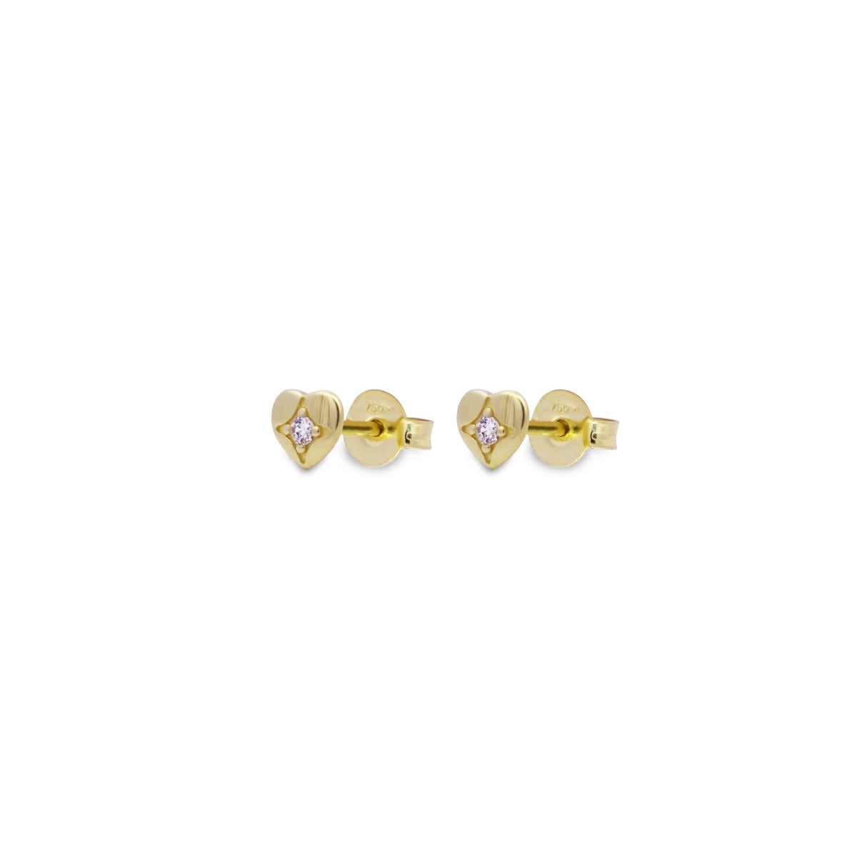 Earrings - Heart lobe earrings with central lab-grown diamond - ORO18KT - 1 | Rue des Mille