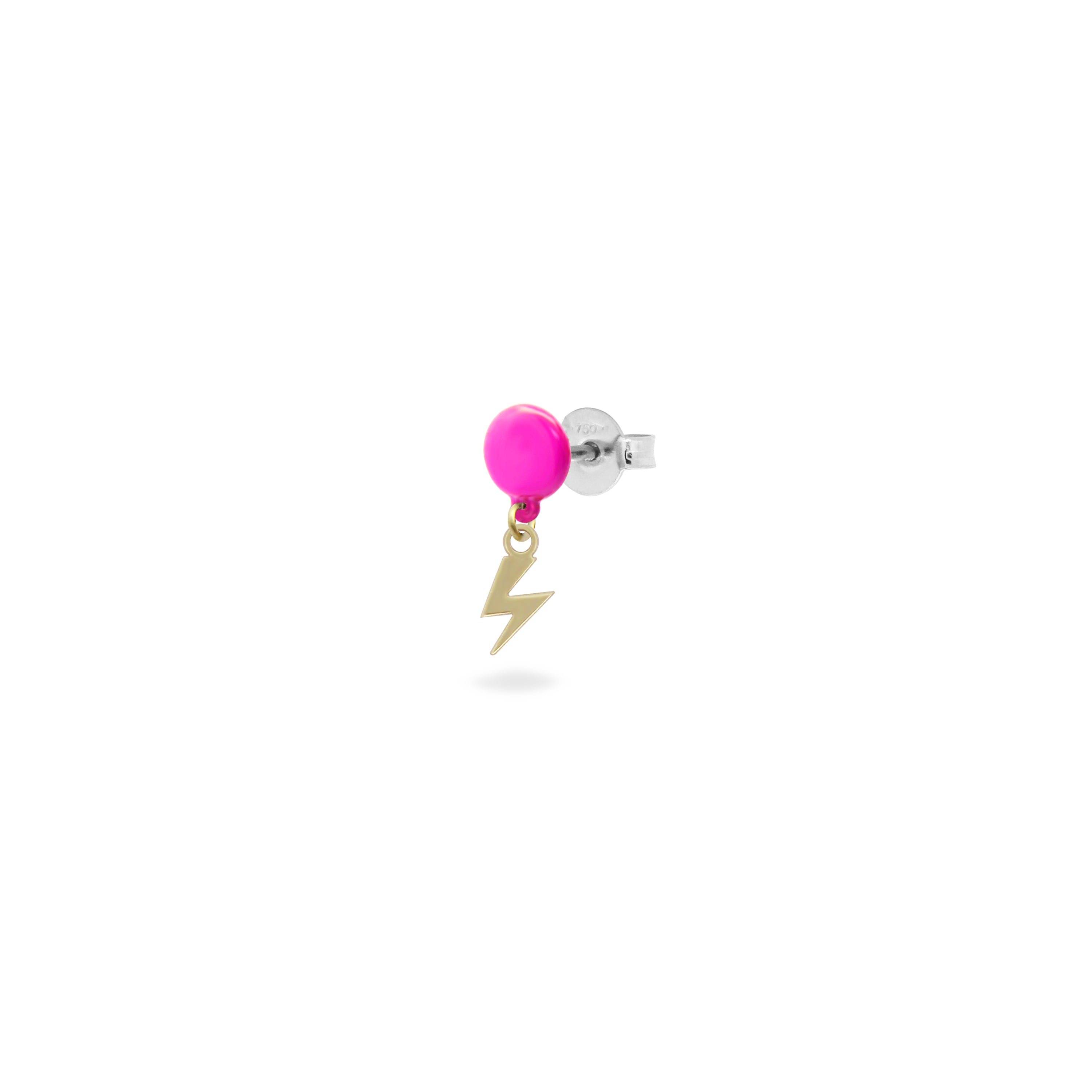 Single earring with Lightning and painted button - ORO18KT