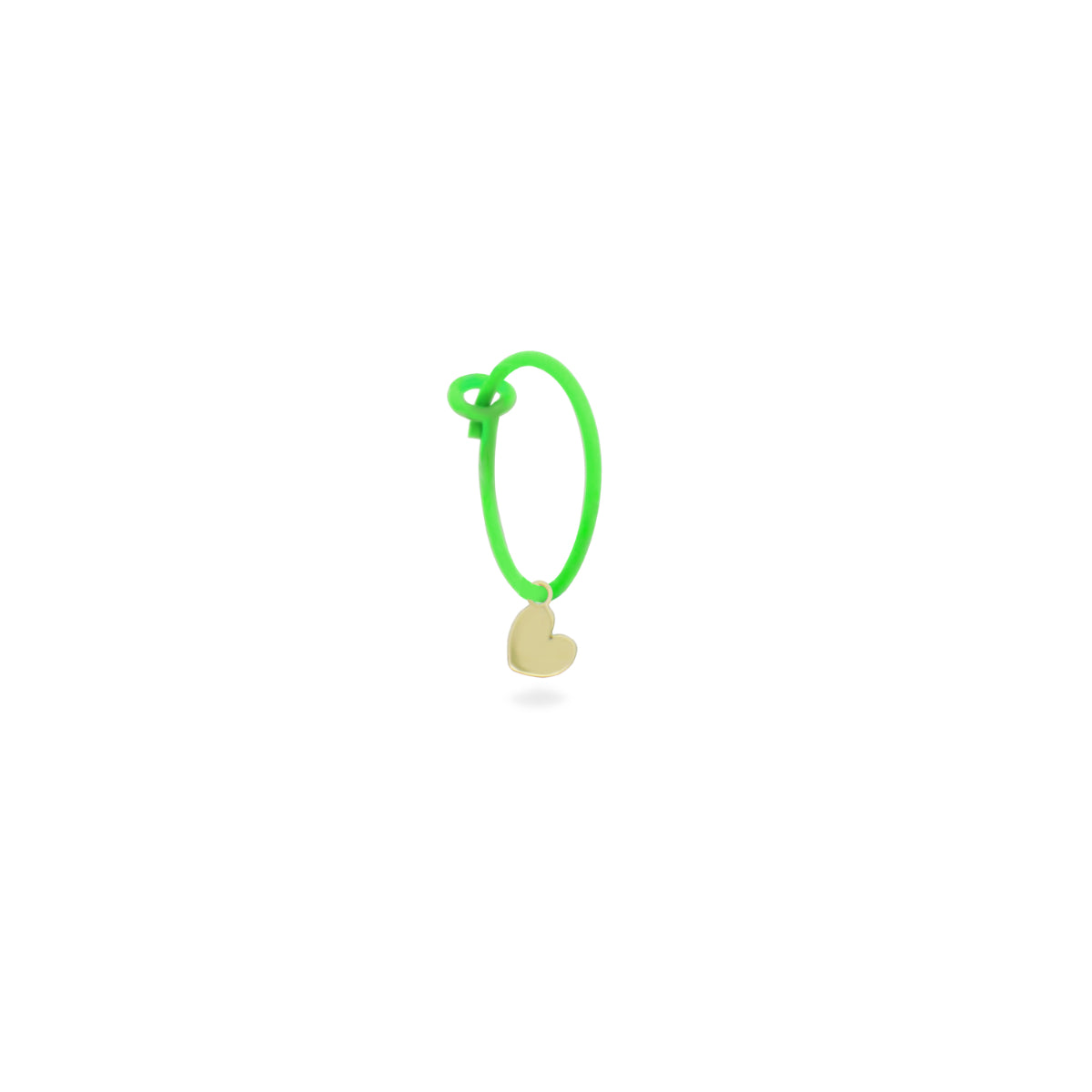 Earrings - Single earring with heart and painted hoop - ORO18KT - 2 | Rue des Mille