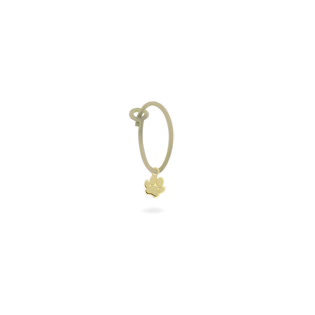 Single earring with paw and painted hoop - ORO18KT