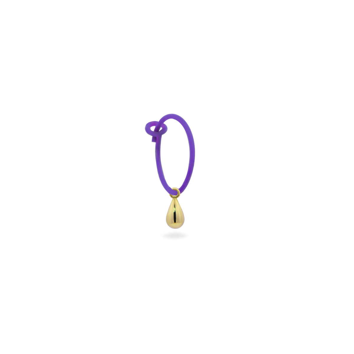 Pendiente individual con gota y hoop pintado - ORO18KT