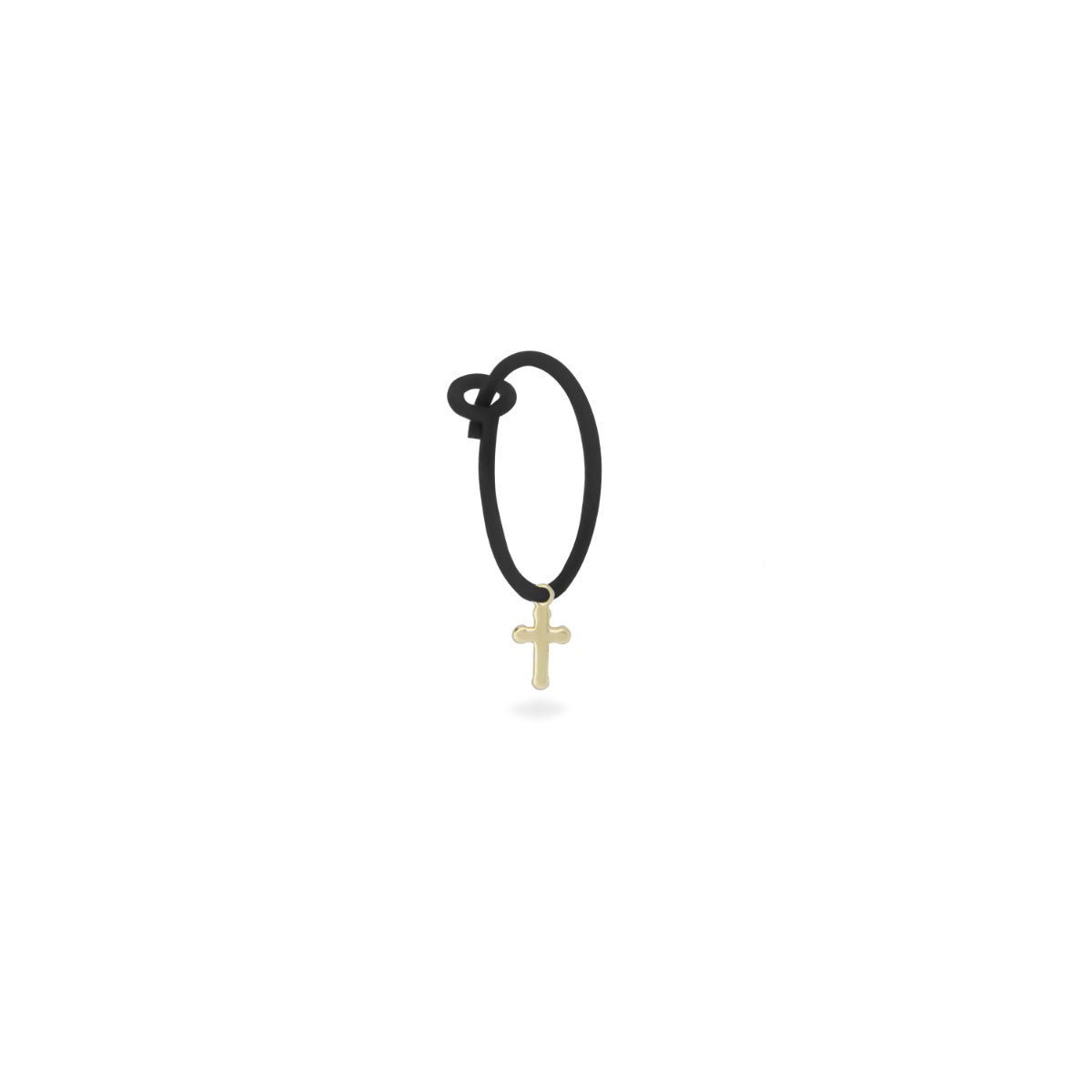 Earrings - Single earring with Cross and painted hoop - ORO18KT - 3 | Rue des Mille