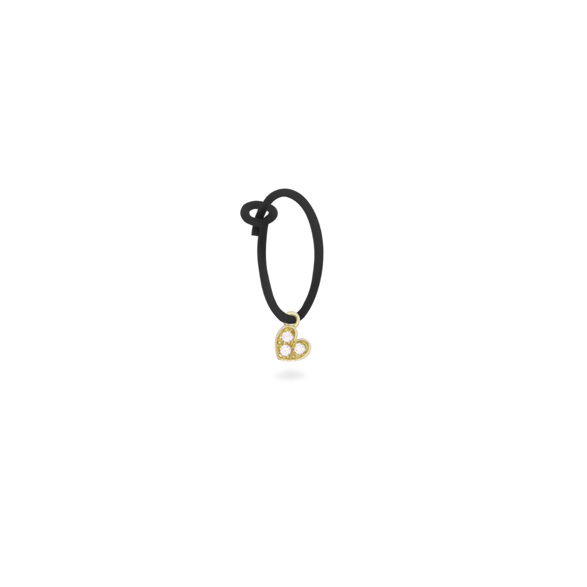 Earrings - Single earring with heart and painted hoop and Lab Grown Diamonds - ORO18KT - 4 | Rue des Mille