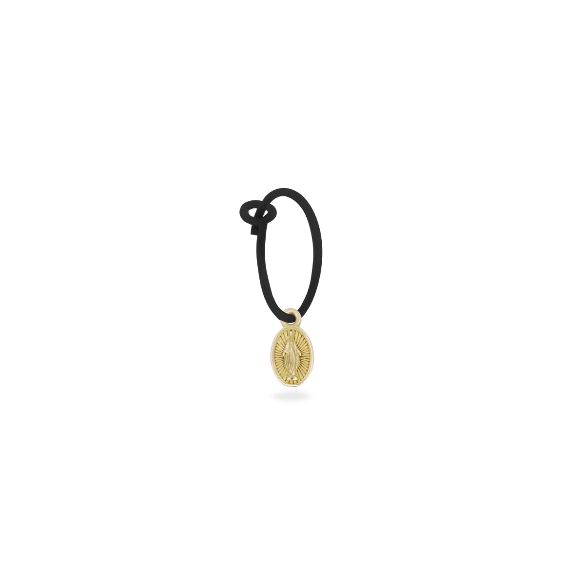 Earrings - Single earring with Madonna and painted hoop - ORO18KT - 1 | Rue des Mille