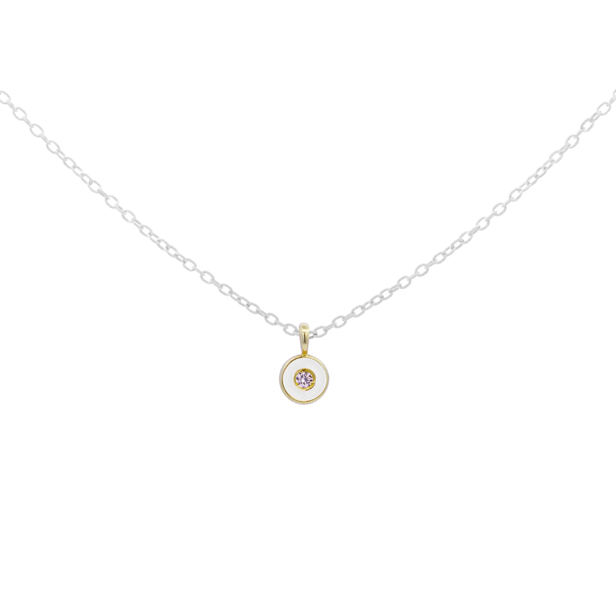 Gargantilla Diamond DOT cadena blanca y Diamante de Laboratorio - ORO18KT