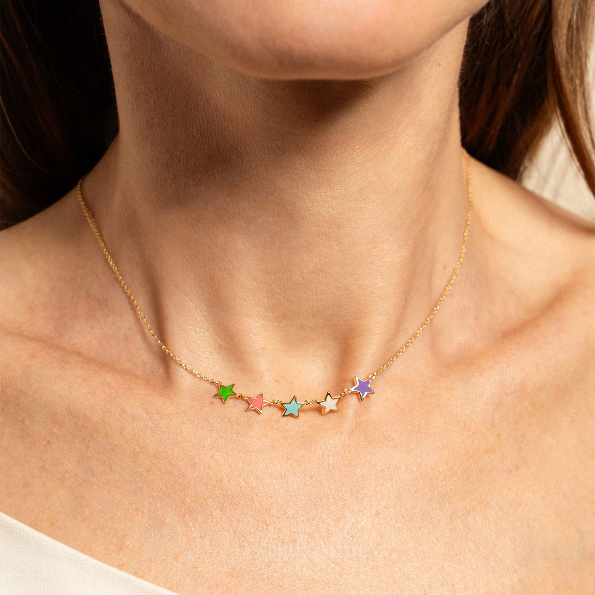 Necklace with five enameled stars - ColorFUN