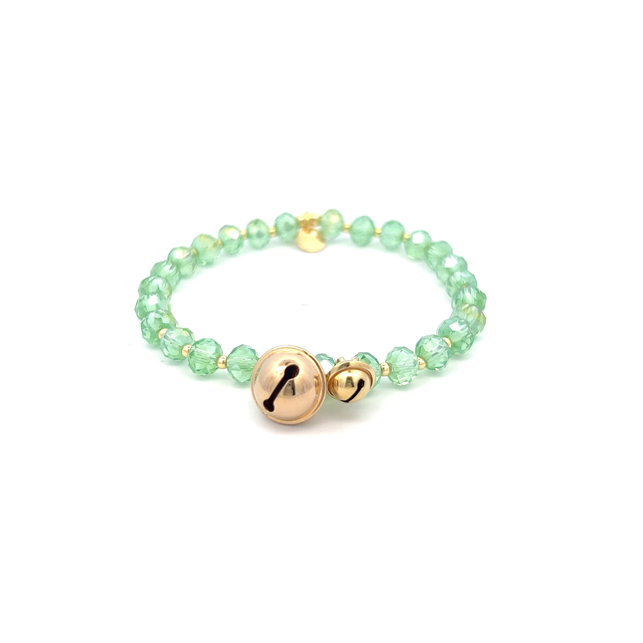 Bracelets - Elastic bracelet green crystals and bells - Crystal Rainbow  - 1 | Rue des Mille