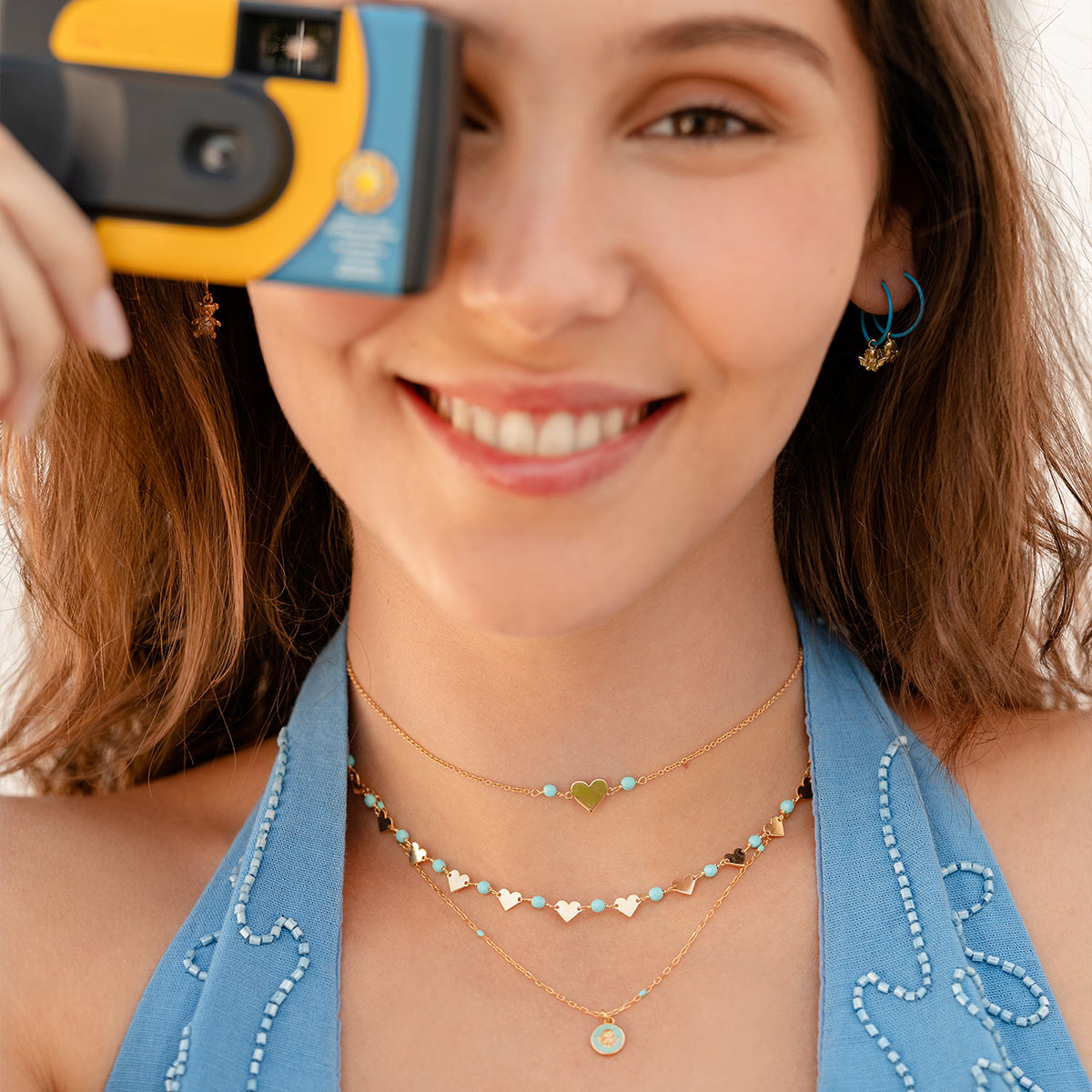 Turquoise Stones Heart Chain Choker - Io&Ro