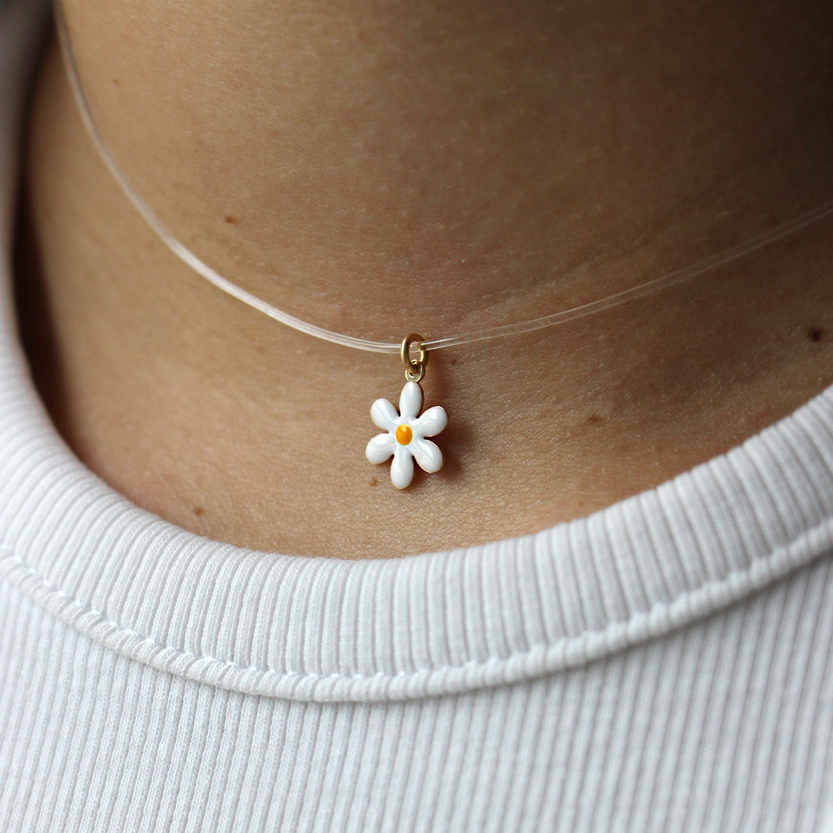 Chokers - Line choker white daisy - RueFlower - 2 | Rue des Mille