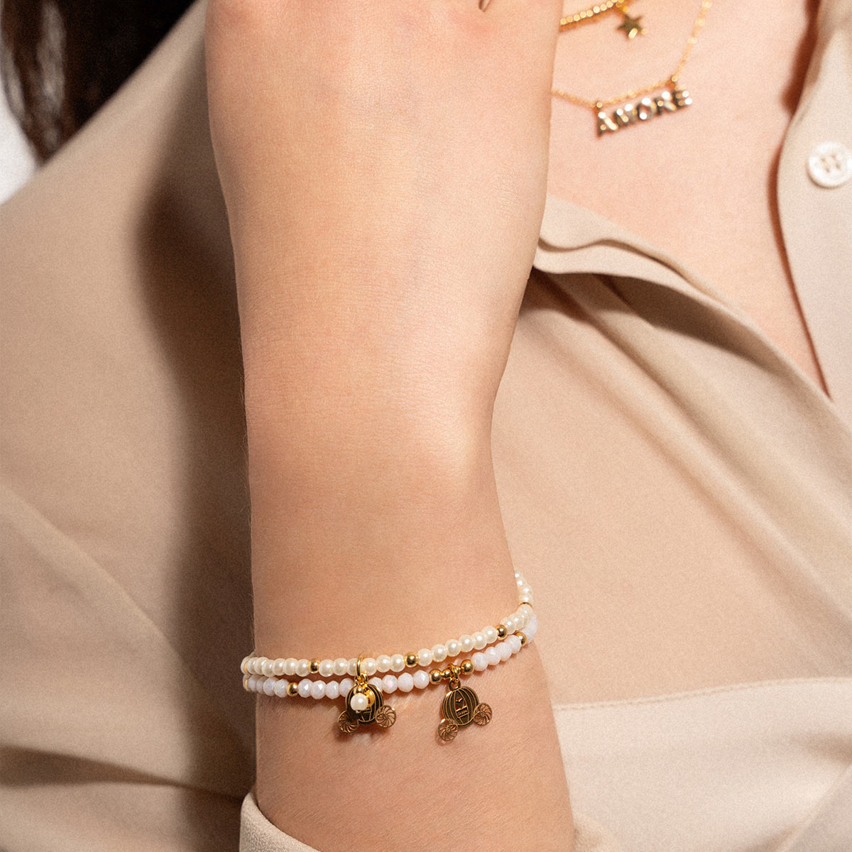 Bracelets - Elastic bracelet with pearls and balls - CAR - 3 | Rue des Mille