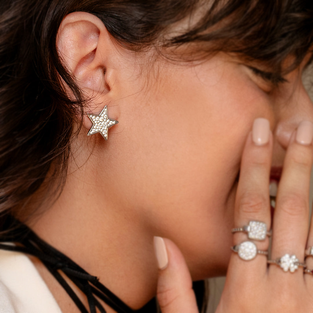 Earrings - Lobe earrings oversized star - STARDUST TEN - 4 | Rue des Mille