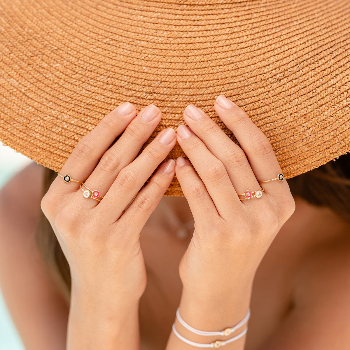 Rings - Diamond DOT ring fuchsia fluo and Lab Grown Diamond - ORO18KT - 4 | Rue des Mille