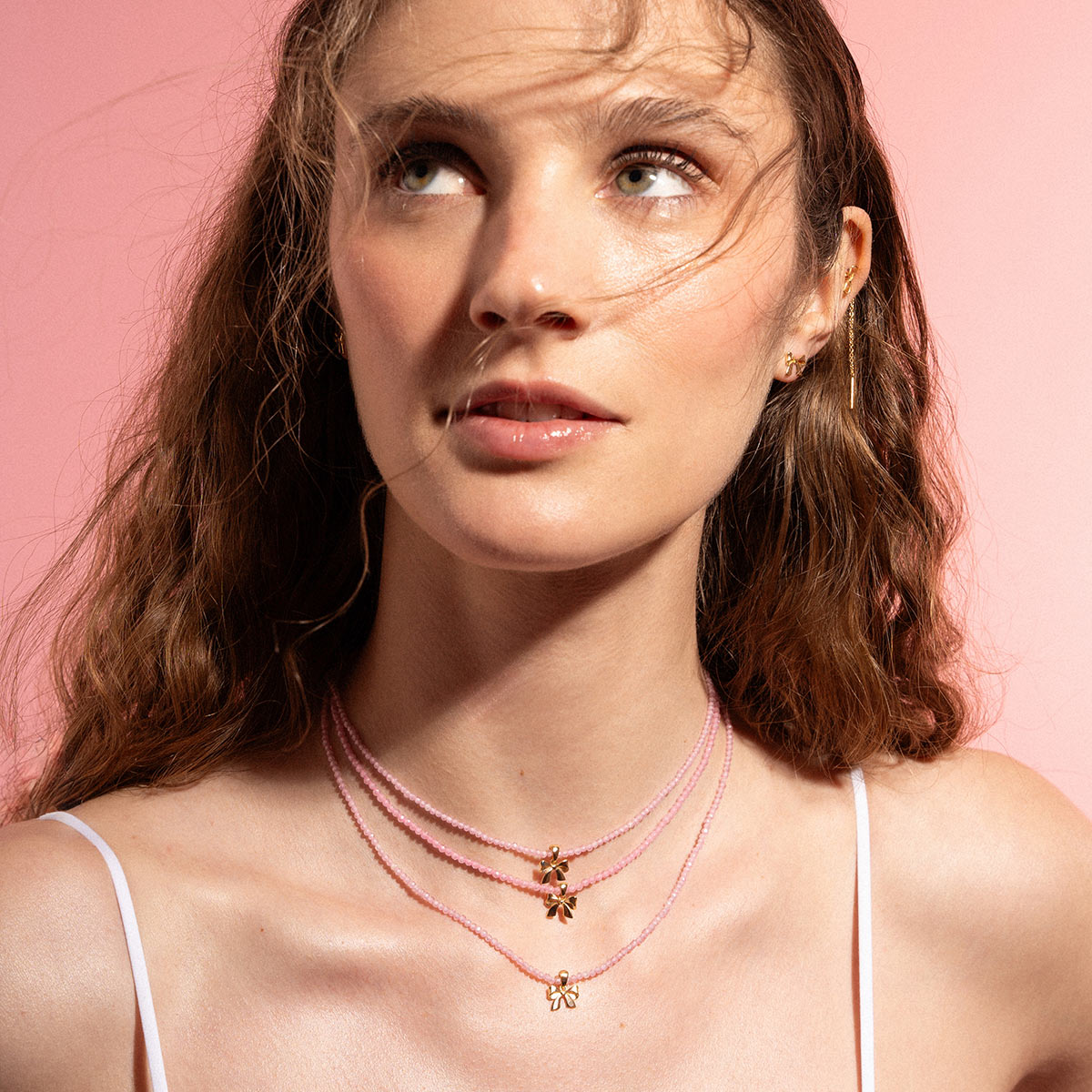 Chokers - Necklace with simple bow and thread of zirconia - CANDY BOW - 4 | Rue des Mille