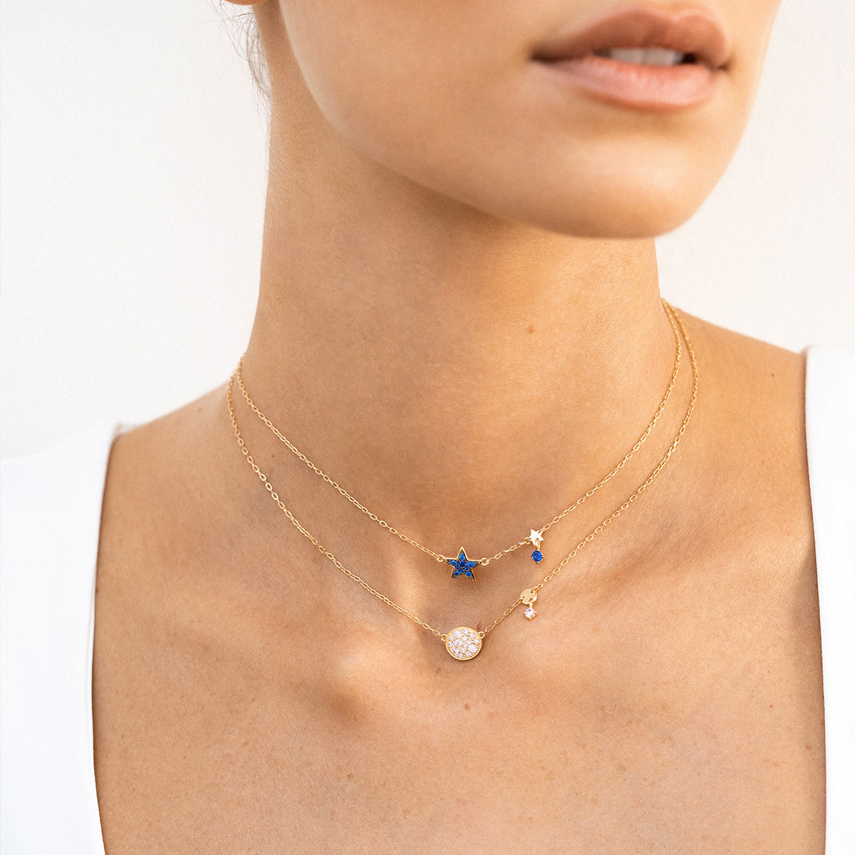 Necklace with chain and pavè circle - STARDUST TEN