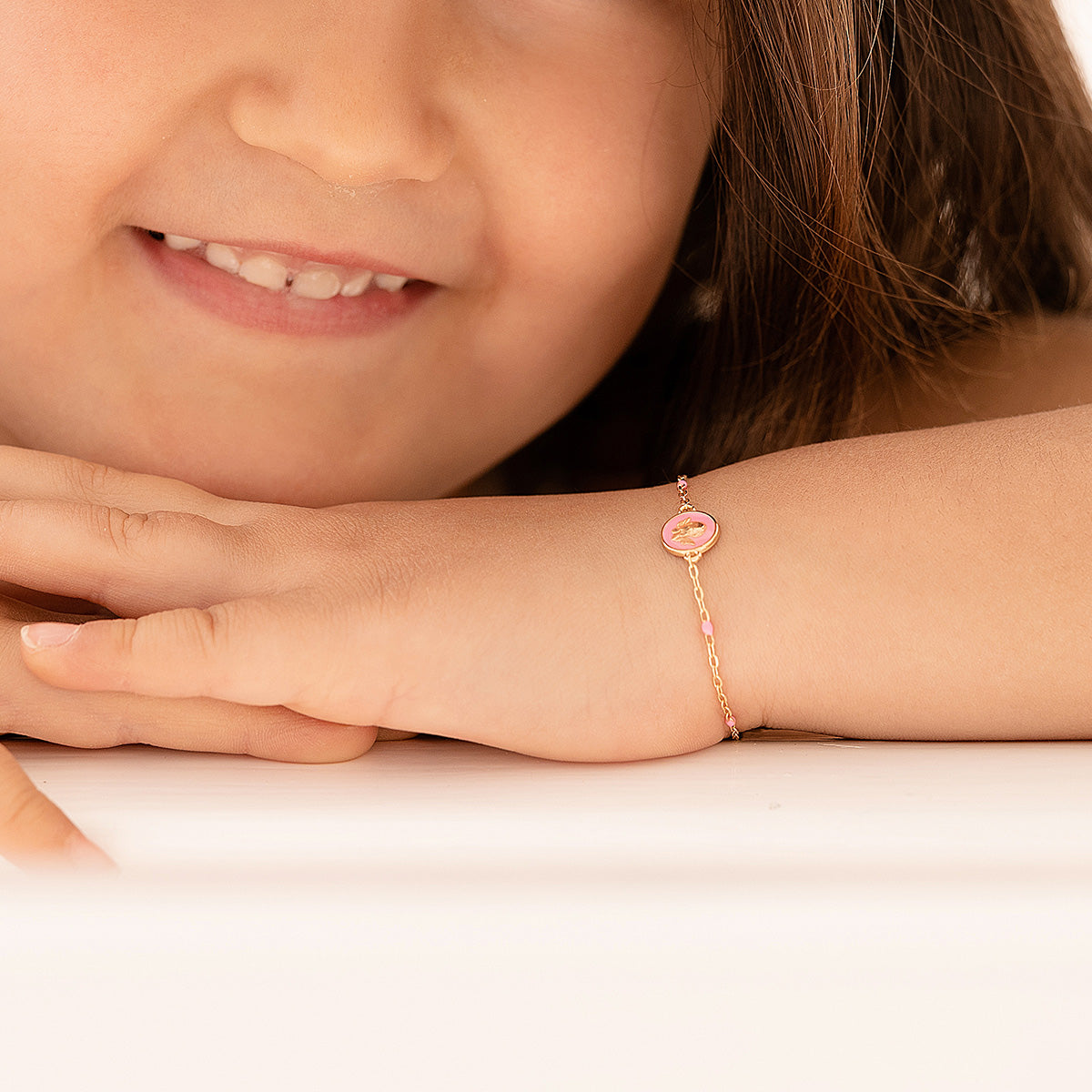 Child pink enamel angel bracelet - Io&Ro