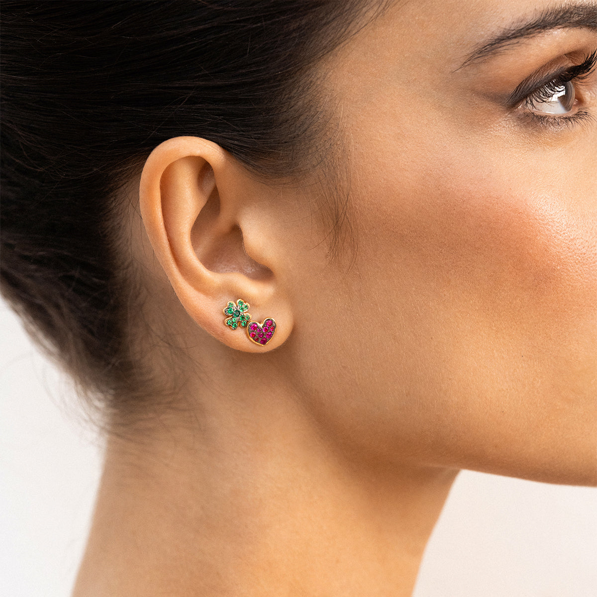 Small pavè colored zircons lobe earrings - STARDUST TEN