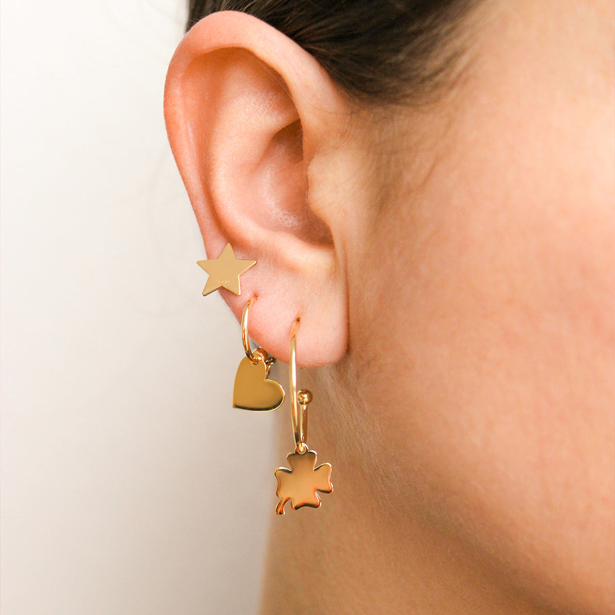 Hoop Earrings Micro Pendant - Heart